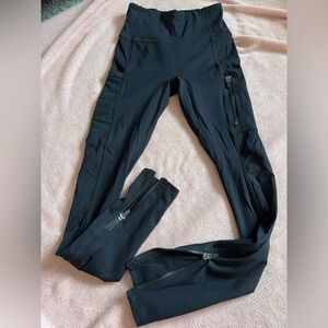 Fabletics Black Women's Leggings with Zipper Details
